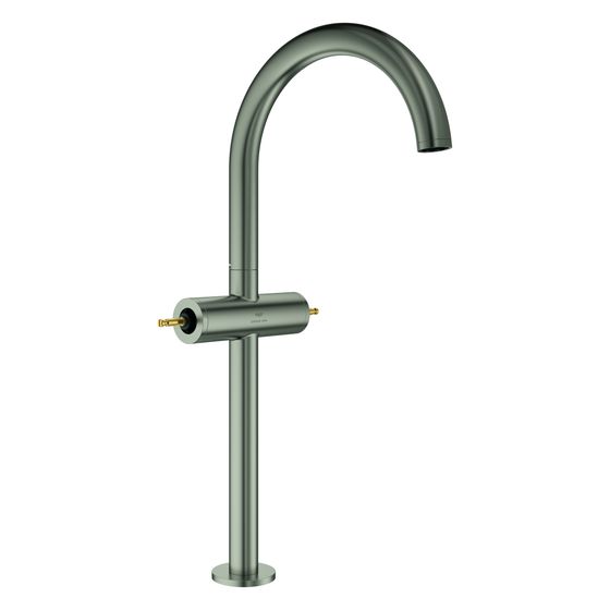 Grohe Atrio Private Collection Waschtisch-Einlochbatterie, XL-Size, für Hebelgriffe, Push-open-Ablaufgarnitur, Satin Steel