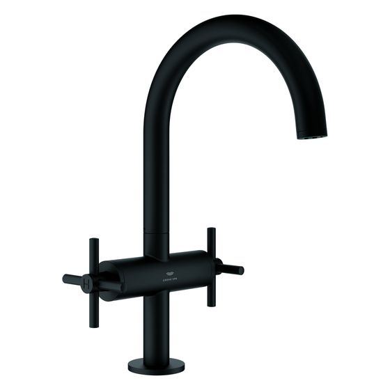 Grohe Atrio Waschtisch-Einlochbatterie, L-Size, mit Kreuzgriffen, Push-open Ablaufgarnitur 1 1/4