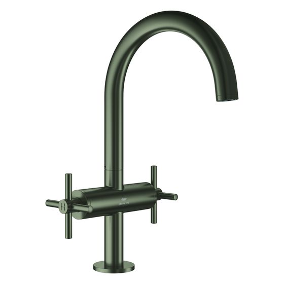 Grohe Atrio Waschtisch-Einlochbatterie, L-Size, mit Kreuzgriffen, Push-open Ablaufgarnitur 1 1/4