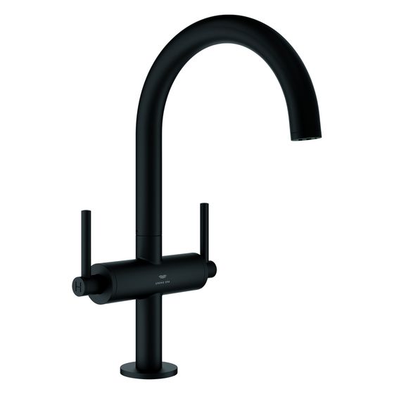 Grohe Atrio Waschtisch-Einlochbatterie, L-Size, mit Hebelgriffen, Push-open Ablaufgarnitur 1 1/4