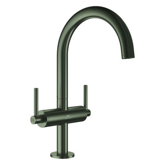 Grohe Atrio Waschtisch-Einlochbatterie, L-Size, mit Hebelgriffen, Push-open Ablaufgarnitur 1 1/4