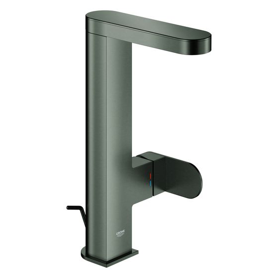 Grohe Plus Einhand-Waschtischbatterie, L-Size, 1-Loch-Montage, ausziehb. Auslauf, Zugstangen-Ablaufgarnitur, Hard Graphite geb.
