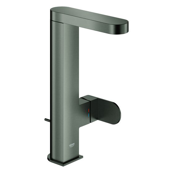 Grohe Plus Einhand-Waschtischbatterie, L-Size, 1-Loch-Montage, Schwenkauslauf, Zugstangen-Ablaufgarnitur, Hard Graphite geb.