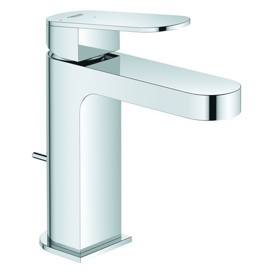 Grohe Plus Einhand-Waschtischbatterie, S-Size, 1-Loch-Montage, Mittelstellung kalt, Zugstangen-Ablaufgarnitur, Chrom, 23870004