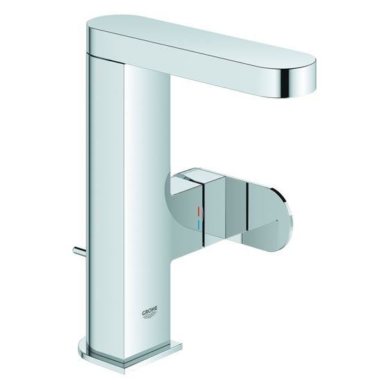 Grohe Plus Einhand-Waschtischbatterie, M-Size, 1-Loch-Montage, Schwenkauslauf, Zugstangen-Ablaufgarnitur, Chrom, 23871004