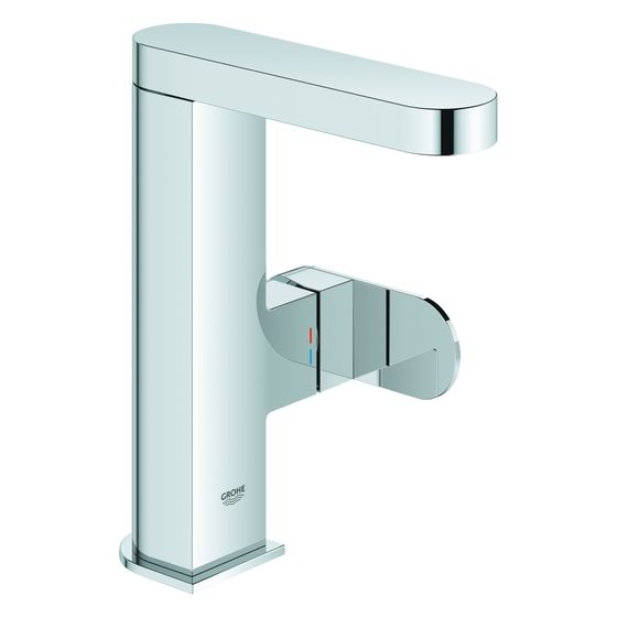 Grohe Plus Einhand-Waschtischbatterie, M-Size, Einloch, Schwenkauslauf, glatter Körper mit Push-open Ablaufgarn., Chrom