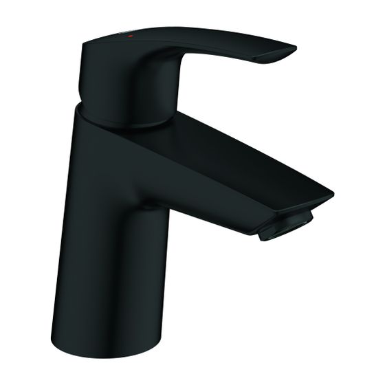Grohe Eurosmart Einhand-Waschtischbatterie, S-Size, geneigt Version, Mattschwarz, glatter Körper Push-Open, 28mm Kartusche