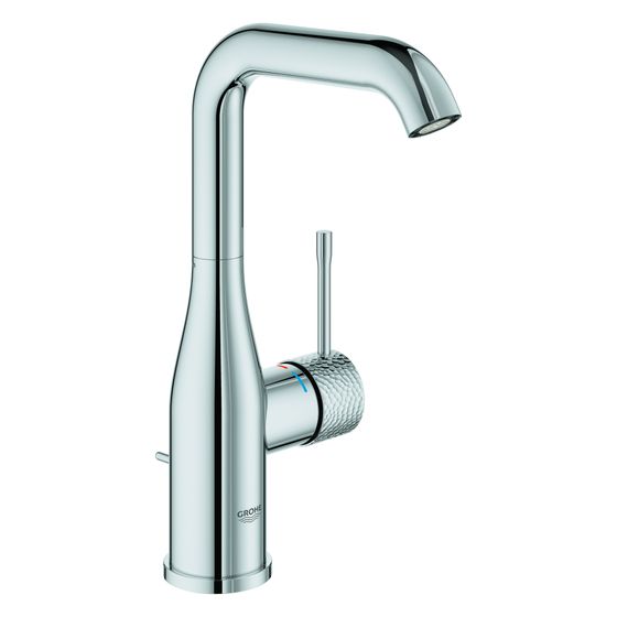 Grohe Essence Einhand-Waschtischbatterie, L-Size, Crafted Bedienungshebel, Zugstangen-Ablaufgarnitur, crafted Chrom, 24174PF1