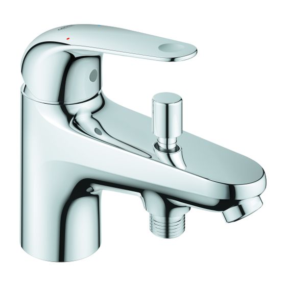 Grohe Euroeco Einhand-Wannenbatterie, Einlochmontage, 35mm Keramikkartusche, Eco-Override-Stop, Temperaturbegrenzer, Chrom