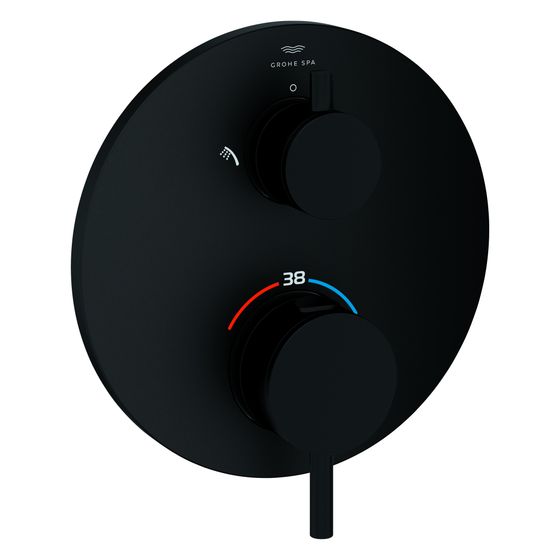 Grohe Atrio Thermostat-Brausebatterie mit integr. 2-Wege-Umstellung, Fertigmontageset für Rapido SmartBox, Phantom Black