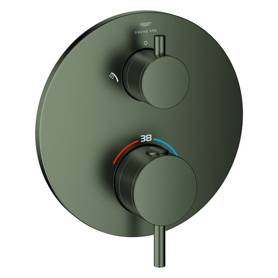 Grohe Atrio Thermostat-Brausebatterie mit integr. 2-Wege-Umstellung, Fertigmontageset für Rapido SmartBox, Satin Graphite