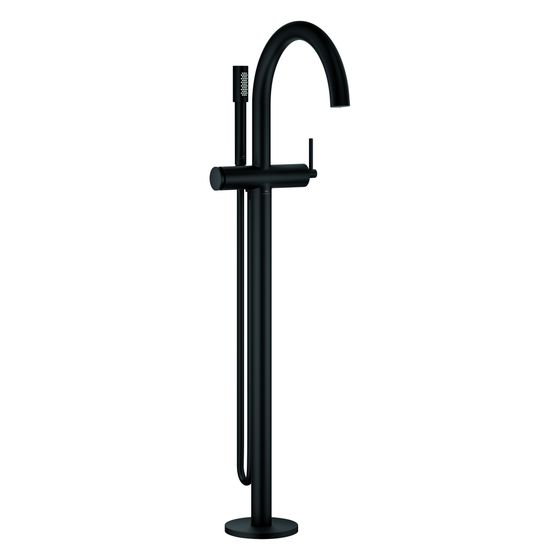 Grohe Atrio Einhand-Wannenbatterie, Bodenmontage, FMS für 45984, mit Brauseset Rainshower Aqua Stick, Phantom Black, 24368KF0