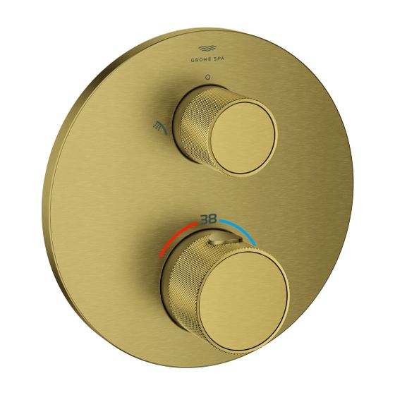Grohe Atrio PC Thermostat-Brausebatterie Cool Sunrise gebürstet mit 2-Wege-Umstellung mit Knopfbetätigung