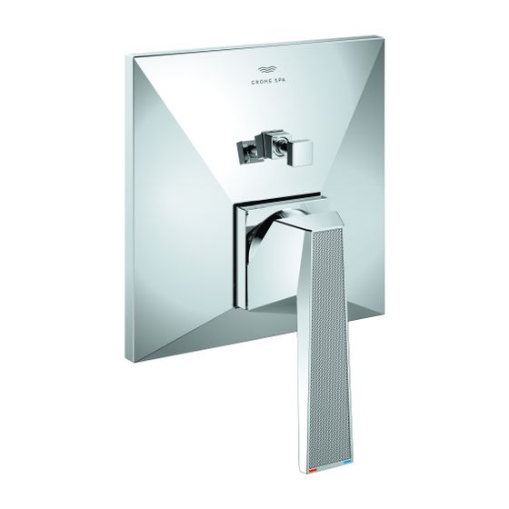 Grohe Allure Brilliant PC Wannenbatterie Chrom Wandmontage Griff Rändelstruktur