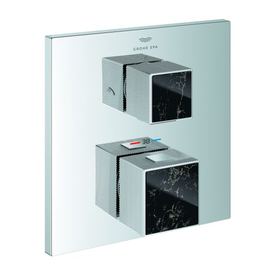 Grohe Allure Brilliant Thermostat-Brausebatterie Chrom, Griff Vanilla Noir Caesarstone, Fertigmontageset für Rapido SmartBox