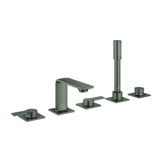 Grohe Allure 5-Loch-Wannenkombination Hard Graphite gebürstet für Fliesenbankmontage, Hebelgriffe