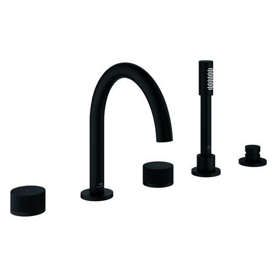 Grohe Atrio Private Collection 5-Loch-Wannen-Kombination, für Hebelgriffe, Knopfbetätigung mit Einlagen, Phantom Black