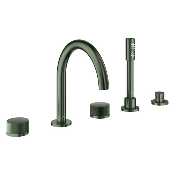 Grohe Atrio Private Collection 5-Loch-Wannen-Kombination, für Hebelgriffe, Knopfbetätigung mit Einlagen, Satin Graphite
