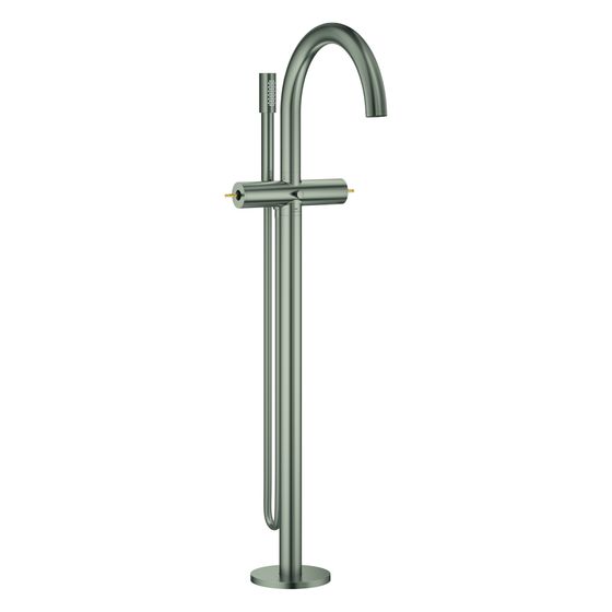 Grohe Atrio Private Collection Wannenbatterie, Bodenmontage, für Hebelgriffe, Fertigmontageset für 45984, Satin Steel
