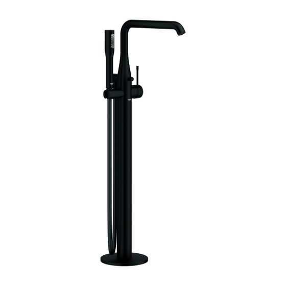 Grohe Essence 1-Loch-Einhand-Wannenbatterie Bodenmontage Fertigmontageset Phantom Black, Professional Edition