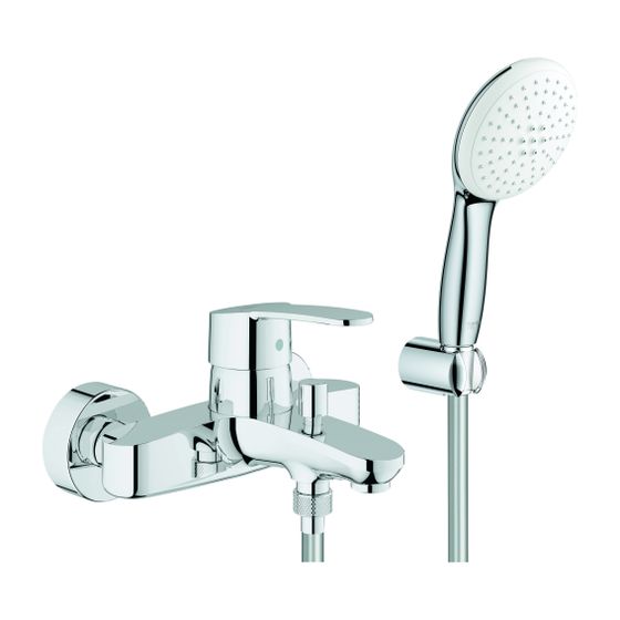 Grohe Eurostyle Cosmopolitan Einhand-Wannenbatterie, Wandmontage, mit Tempesta 110 Wandhalterset 2 Strahlarten Rain/Jet, Chrom