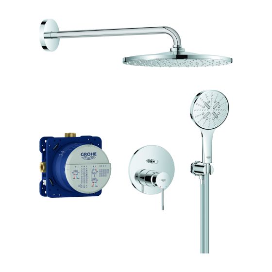 Grohe Essence Unterputz-Duschsystem, Chrom mit UP-Einhandmischer 2-Wege-Umstellung, Rapido SmartBox, Rainshower Mono 310