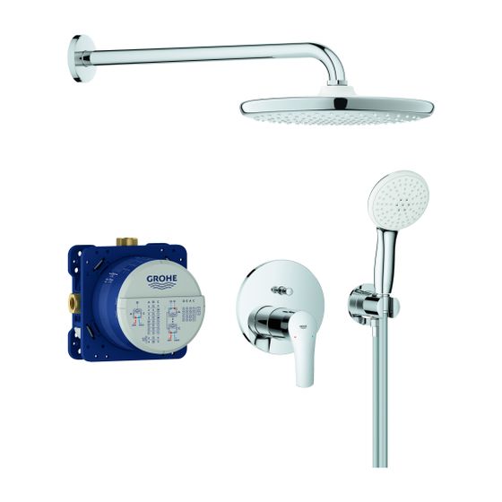 Grohe Eurosmart Unterputz-Duschsystem, mit Rapido SmartBox, Tempesta 250 Kopfbrausen-Set 9,5l/min, Brausearm 380mm