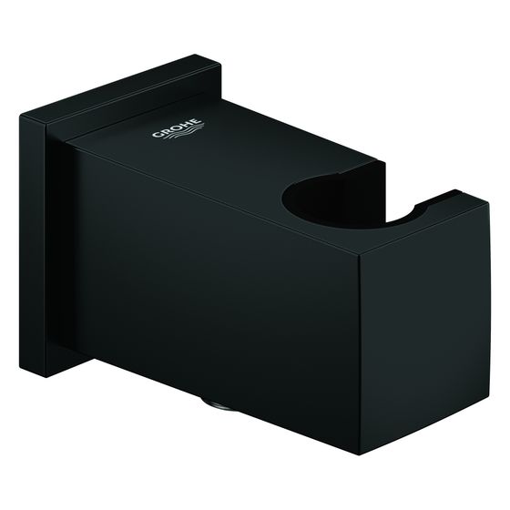 Grohe Euphoria Cube Wandanschlussbogen mit Wandbrausehalter, Außengewinde, eigensicher, Mattschwarz, 263702430