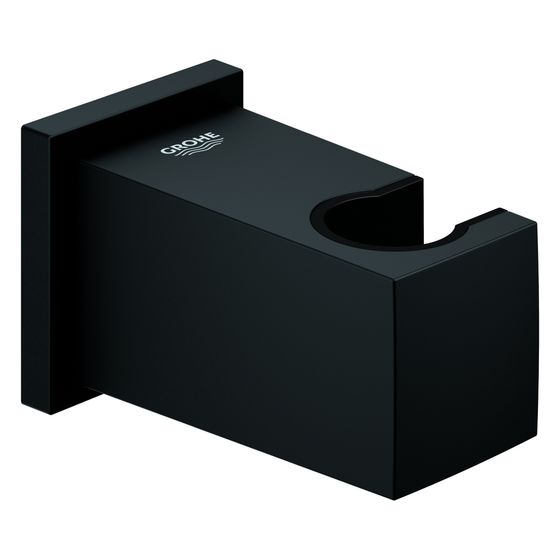 Grohe Euphoria Cube Wandanschlussbogen mit Wandbrausehalter, Außengewinde, eigensicher, Phantom Black, 26370KF0