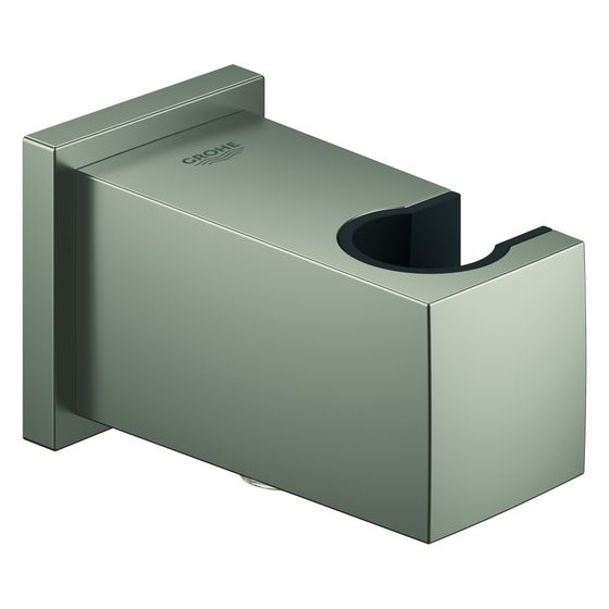 Grohe Euphoria Cube Wandanschlussbogen mit Wandbrausehalter, Außengewinde, eigensicher, Satin Steel, 26370MS0