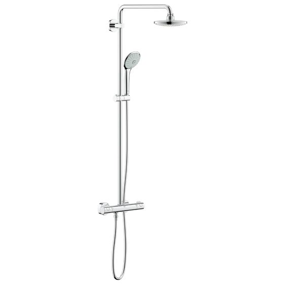 Grohe Euphoria Duschsystem 180 E, Brausearm 450mm, mit Aufputz-Thermostatbatterie, Wandmontage, Chrom, 26418000