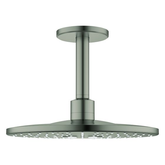 Grohe Rainshower SmartActive 310 Kopfbrauseset, rund, Deckenauslass 142mm, 2 Strahlarten, Satin Steel, 26477MS0