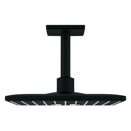 Grohe Rainshower SmartActive 310 Cube Kopfbrauseset, eckig, Deckenauslass 142mm, 2 Strahlarten, Phantom Black, 26481KF0