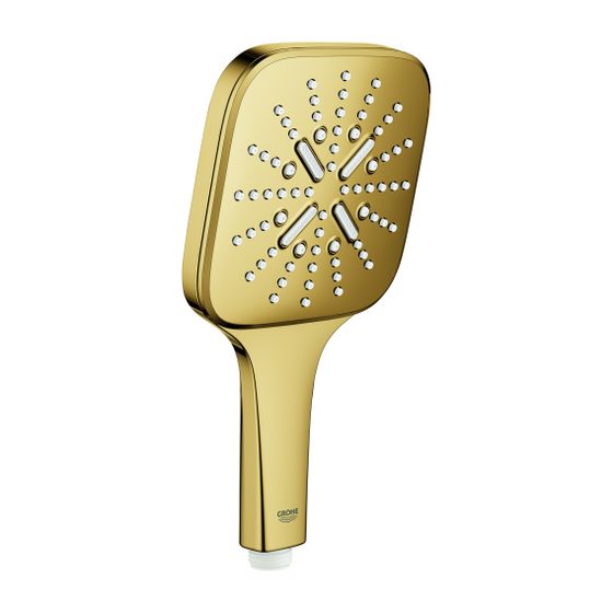 Grohe Rainshower SmartActive Handbrause 130 Cube, Cool Sunrise, 3 Strahlarten, 3bar 8,5l/min, Brauseboden Moon White