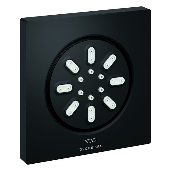 Grohe Rainshower Aqua Seitenbrause eckig, 2 Strahlarten, max. 3,3l/min, mit Einbaukörper und Abdichtung, Phantom Black