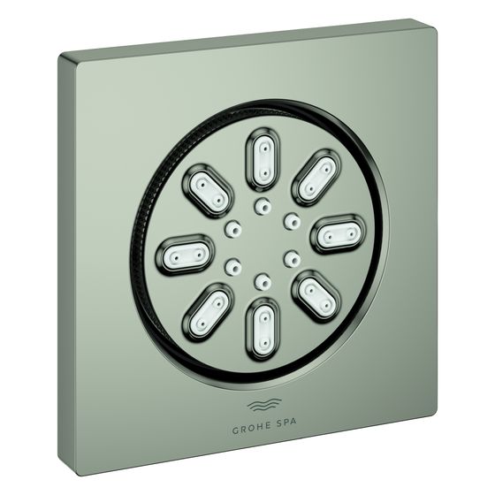 Grohe Rainshower Aqua Seitenbrause eckig, 2 Strahlarten, max. 3,3l/min, mit Einbaukörper und Abdichtung, Satin Steel, 26802MS0