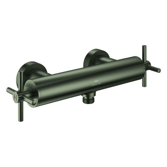 Grohe Atrio Brausebatterie, Wandmontage, Zweigriff, mit Kreuzgriffen, Satin Graphite, 26895MG0