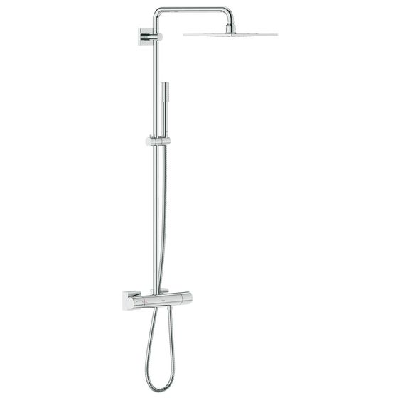 Grohe Rainshower F-Series 254 Duschsystem mit Aufputz-Thermostatbatterie, Wandmontage, Brausearm 450mm, Chrom, 27469000
