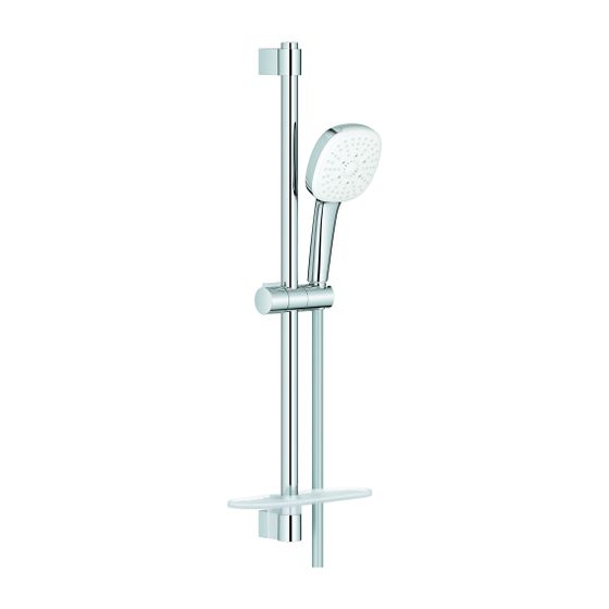 Grohe Tempesta Cube Brausestangenset 110, 600mm, 3 Strahl, 13,5l/min, Chrom, Brauseschlauch Relexaflex 1750mm, mit Ablage