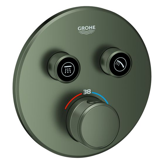 Grohe Grohtherm SmartControl Thermostat, rund, Fertigmontageset für Rapido SmartBox, 2 Absperrventile, Satin Graphite, 29119MG0