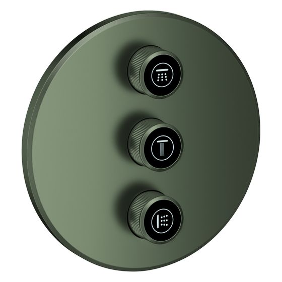 Grohe Grohtherm SmartControl 3-fach Unterputzventil, Fertigmontageset für Rapido SmartBox, Wandros. rund, Satin Graphite