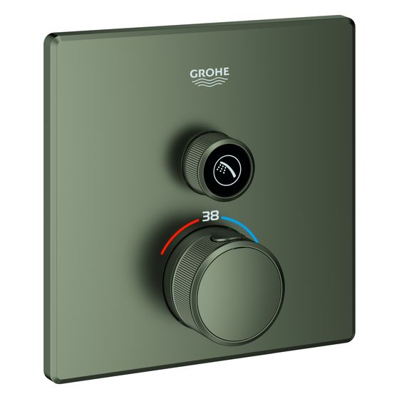 Grohe Grohtherm SmartControl Unterputz-Thermostat, eckig, Fertigmontageset für Rapido SmartBox, 1 Absperrventil, Satin Graphite