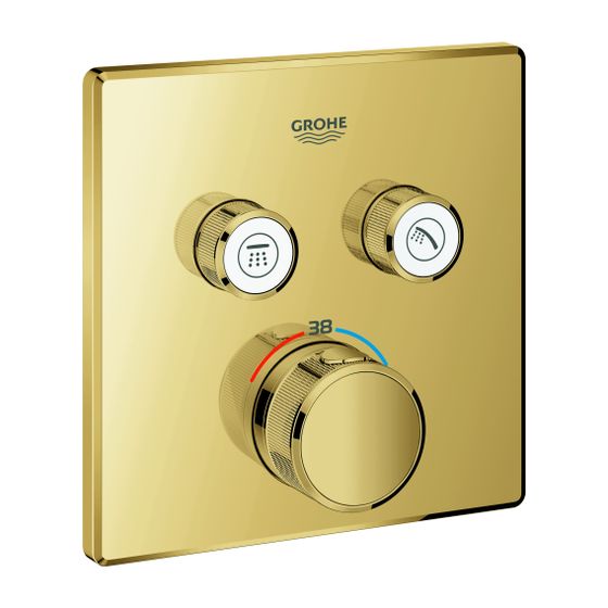 Grohe Grohtherm SmartControl Thermostat eckig Cool Sunrise, Fertigmontageset 2 Absperrventile