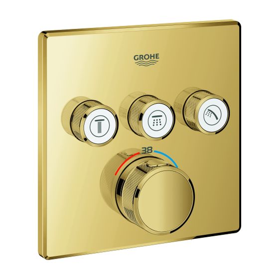 Grohe Grohtherm SmartControl Thermostat eckig Cool Sunrise, Fertigmontageset 3 Absperrventile