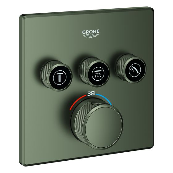 Grohe Grohtherm SmartControl Unterputz-Thermostat, eckig, FMS für Rapido SmartBox, 3 Absperrventile, Satin Graphite, 29126MG0