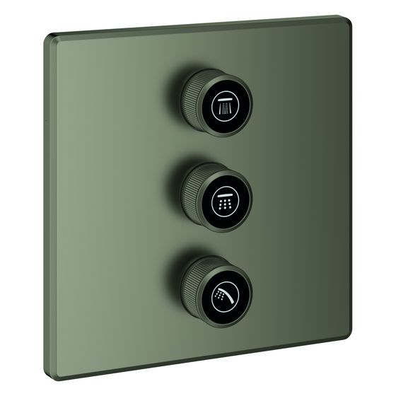 Grohe Grohtherm SmartControl 3-fach UP-Ventil, Fertigmontageset für Rapido SmartBox, Wandrosette eckig, Satin Graphite