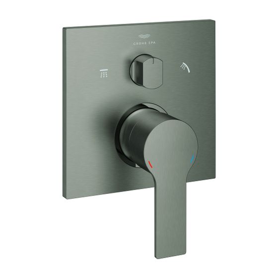 Grohe Allure Einhandbatterie, Hard Graphite gebürstet, 3-Wege Umstellung, Fertigmontageset für Rapido SmartBox