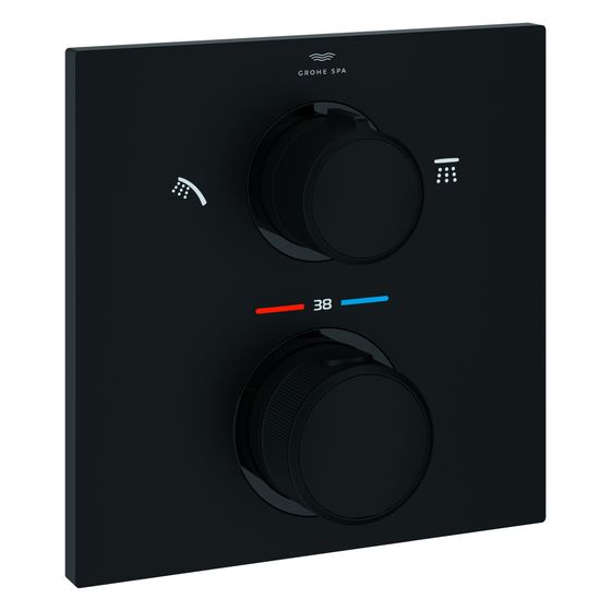 Grohe Allure Thermostat-Brausebatterie 29181, integr. 2-Wege-Umstellung, Fertigmontageset für Rapido SmartBox, Phantom Black