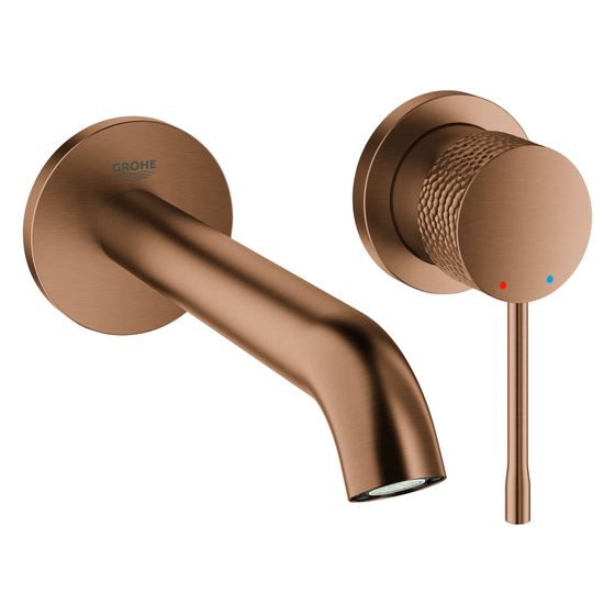 Grohe Essence 2-Loch-Waschtischbatterie, Wandmontage, Fertigmontageset, 183mm Ausladung, Crafted Warm Sunset gebürstet