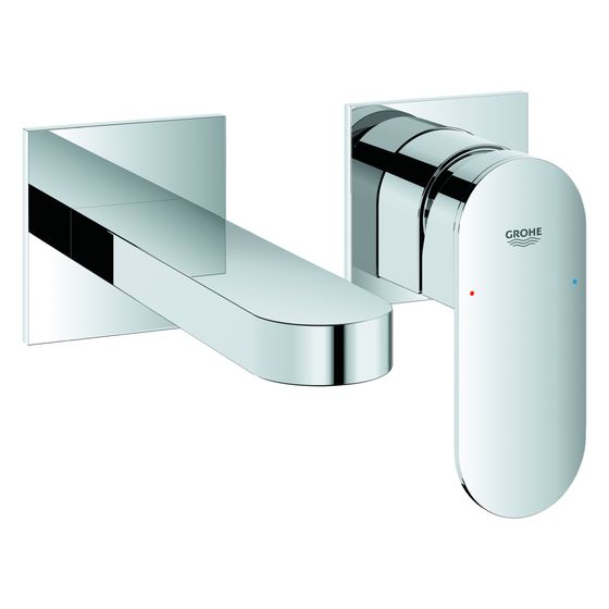 Grohe Plus 2-Loch-Waschtischbatterie 29303_4, Wandmontage, Fertigmontageset, 147mm Ausladung, Chrom, 29303004